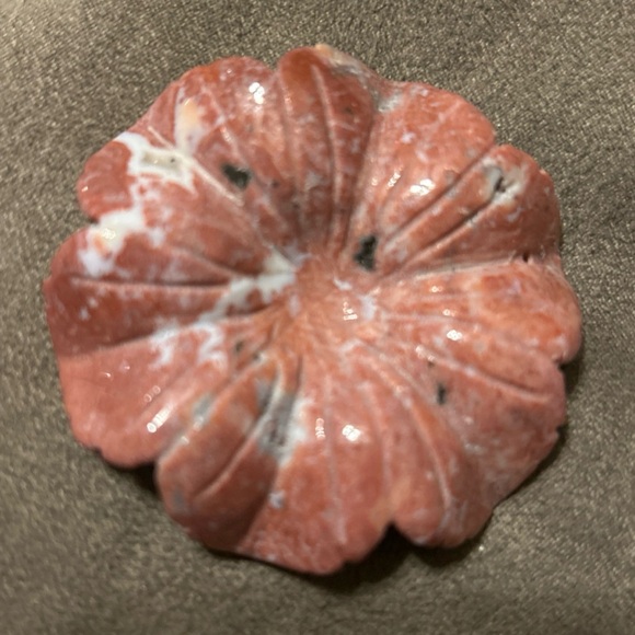 Rhodochrosite flower pendant to make your own necklace approximately 2” glazed - Picture 3 of 6